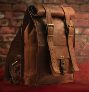 Leather Roll Travellers Backpack