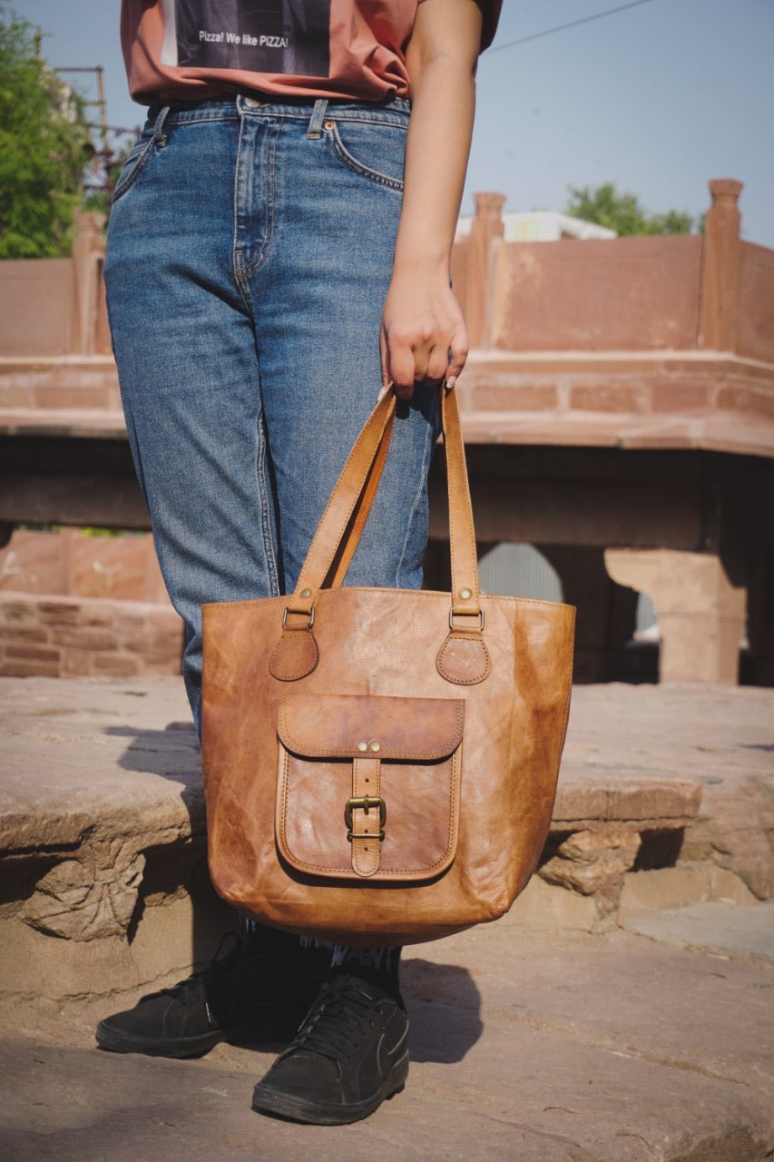 Buckle Leather Tote